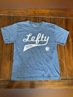 Baseballism Kids Lefty Pride Baseball Short Sleeve Tee Shirt- Blue Youth Size XS